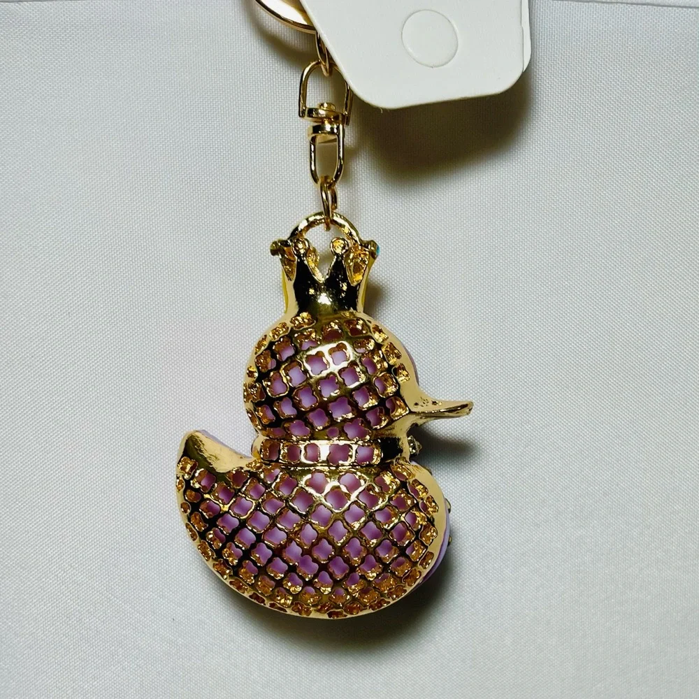 Bag Charm or Key Charm Duck with Rhinestones and Gem Accents, NWT